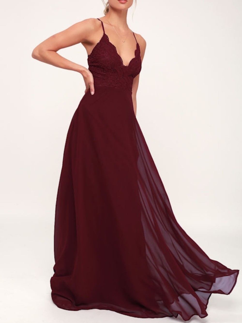 Lulus Madalyn Burgundy Lace Maxi Dress Red - Size S